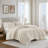 3-Piece King  soft Faux Fur Ribbed Comforter Set,Ivory