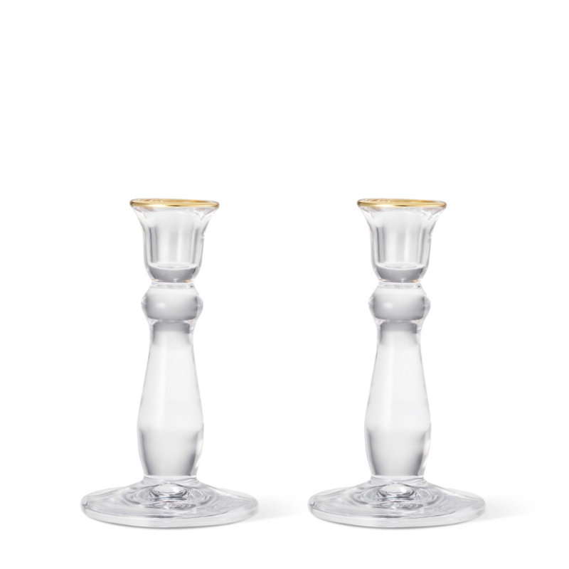 Bougeoir de table en cristal Sancia, 7.1" H x 4.1" W x 4.1" D