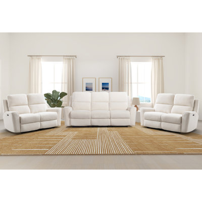 Divona 3 Piece Modern Microfiber Zero Clearance Recliner Power Reclining Living Room Set (2 Loveseats & Sofa)