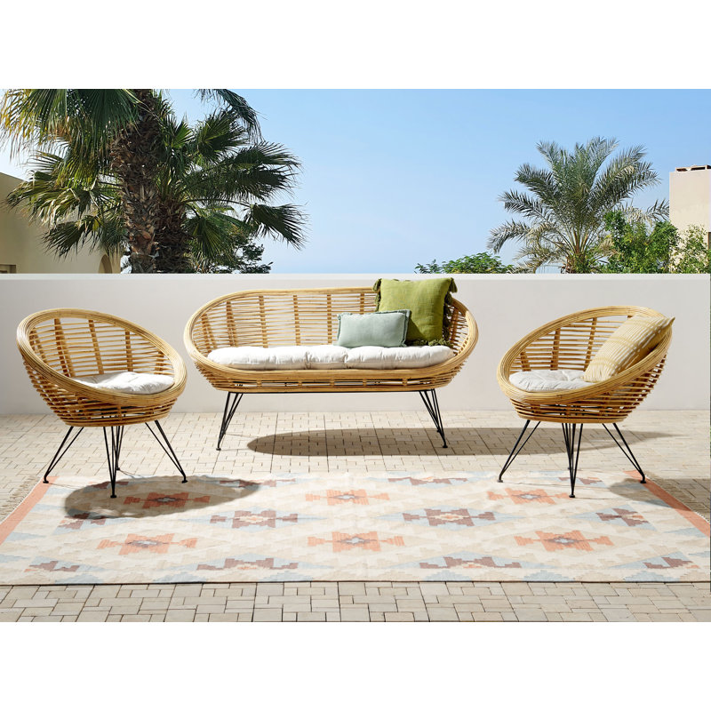 Sofa Set 4 Seater Rattan Natural Ambreanna