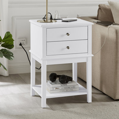 Clemencio Black Nightstand With 2 Drawers For Bedrooms, Tall 28" Bedside Table For Living Room Home Office, Large Wood Living Room End Table With Storage Shelf, Big Size