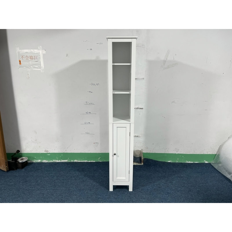 66.92" Tall Bathroom Storage Cabinet With Adjustable Shelves,Slim 1 Doors Freestanding Cabinet With Anti-Tip, Open Compartments, For Home, Small Spaces, Bathroom,Kitchen, Living Room, White