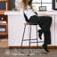 Tabouret de bar moderne à hauteur de comptoir rembourré avec pieds en métal - Siège de bar et d'îlot de cuisine confortable, 24 po de hauteur, ensemble de 2-105760172-105760174