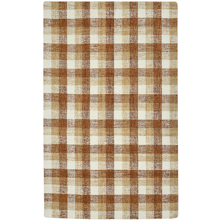 Azevedo Plaid Handmade Tufted Wool Area Rug