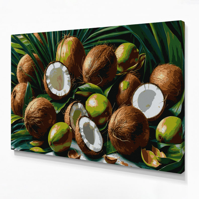 Fruit Coconut Brown Canvas Wall Art, 16" H x 20" W