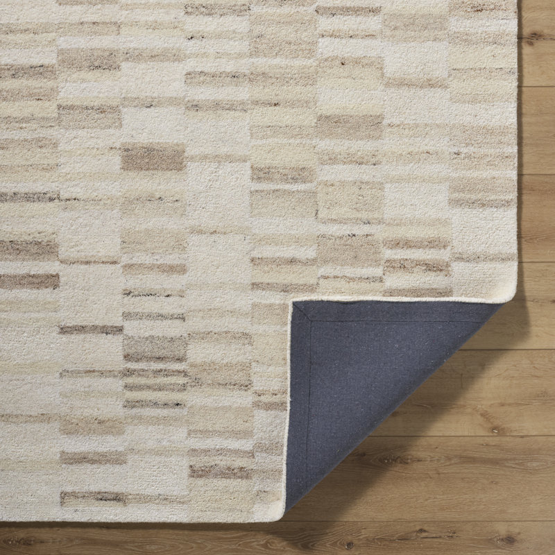 Ivory Hand-Tufted Wool Rectangular Area Rug 2' x 3'