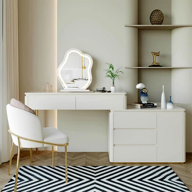 Makeup Vanity with Light mirror,5 drawers,1 chair