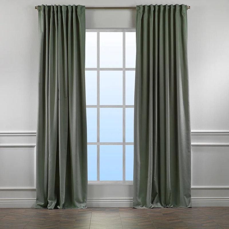 Extra Long & Extra Wide Decorative Curtain Single Panel, 140cm Width x 325cm Drop, Leaf Green