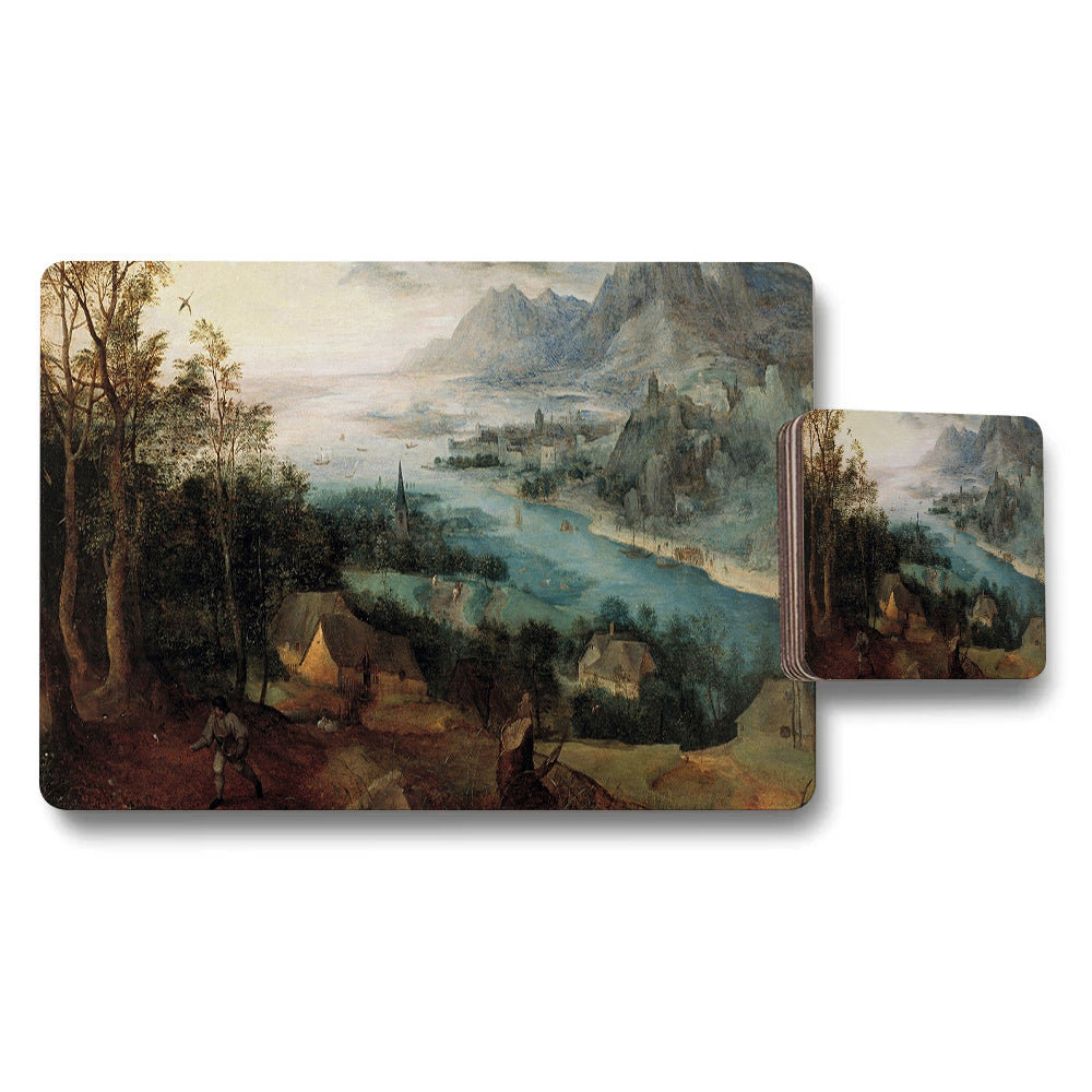 Scenic River Landscape Placemat And Coaster Set Art Print