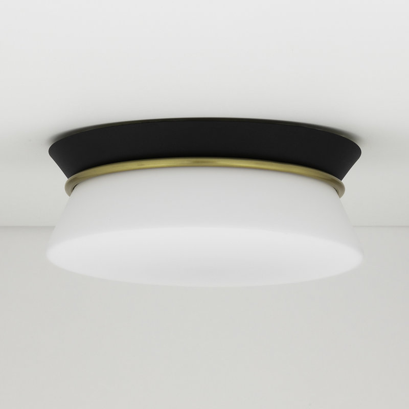 Cath 2 Light Flush Mount, Aged Brass/Black