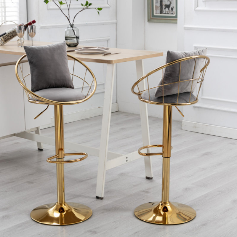 Ensemble de 2 chaises de bar Elina, rotation à 360 degrés, hauteur réglable, gris