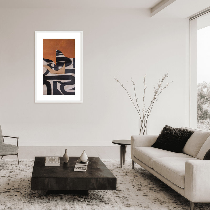 Gai: A Symphony Of Abstraction, 30" H x 24" W x 1.125" D, Black, Framed Matted Print