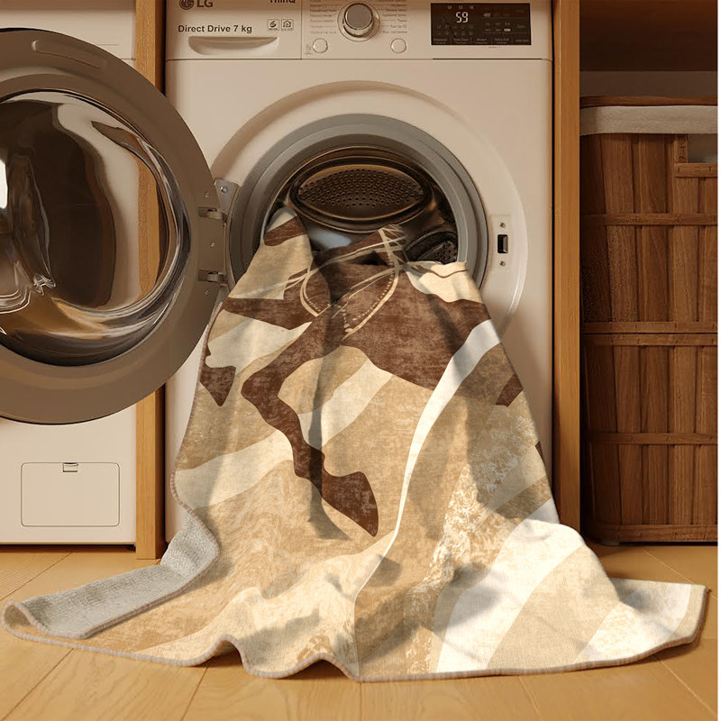 Tapis art déco beige lavable à la machine Pittman Nuckelavee, 8x10
