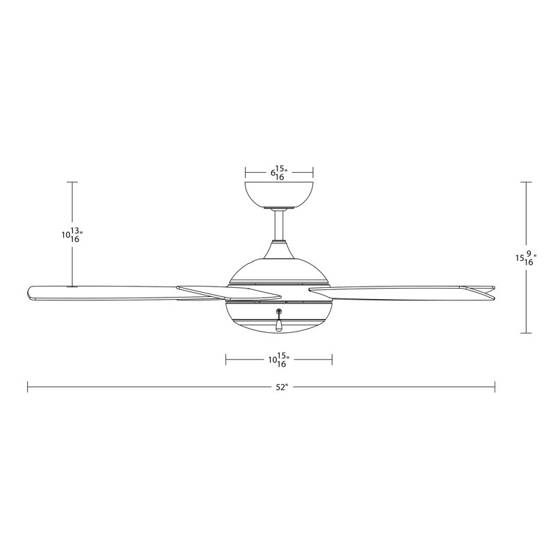 Ventilateur de plafond 52 po à DEL standard avec chaîne de traction et ensemble d'éclairage inclus, Nickel brossé