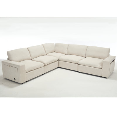Canapé modulaire en lin 141,5 po Brinsley