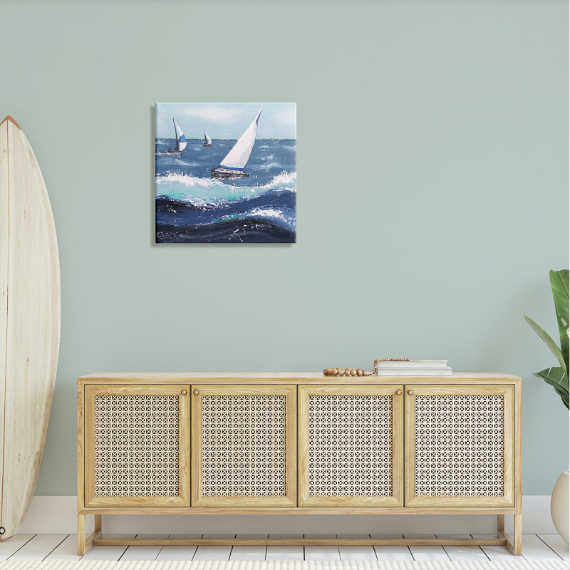 Vagues rugueuses par Jade Reynolds - Peinture, H 24 po x l 24 po x P 1,5 po, Toile tendue