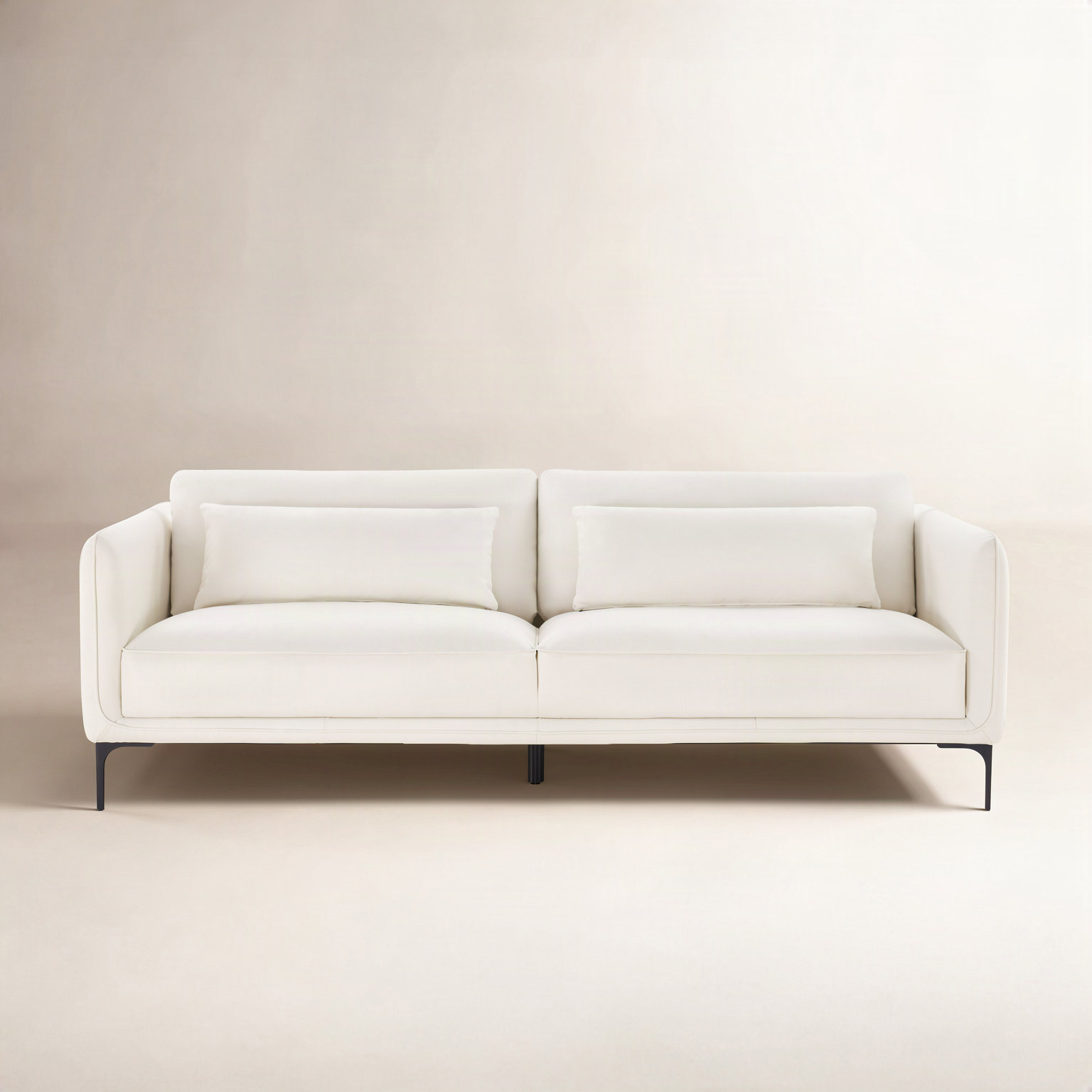 Rae Upholstered Sofa, Impression White Top Grain Leather