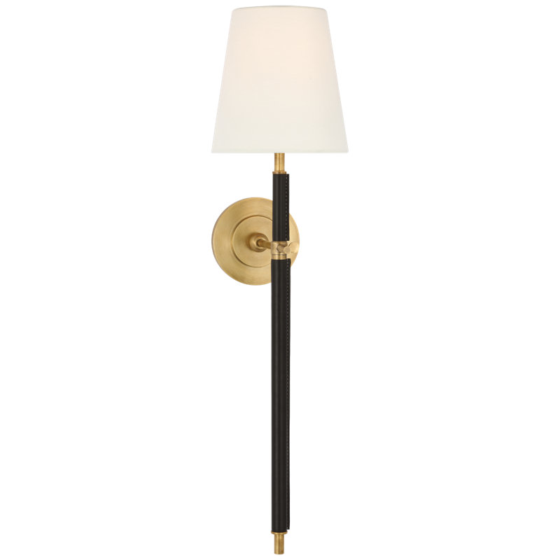 Bryant 1 - Light Wallchiere, Hand Rubbed Antique Brass/Chocolate Leather