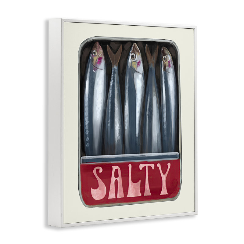 Art de canettes salées par Daphne Polselli, Estampe numérique encadrée blanc bord de mer, H 14 po x l 11 po
