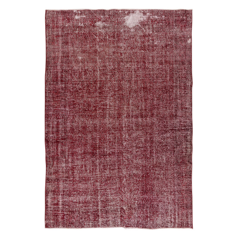 Tapis turc noué à la main 6,8 x 9,6 pi surteint en rouge 4 intérieurs modernes