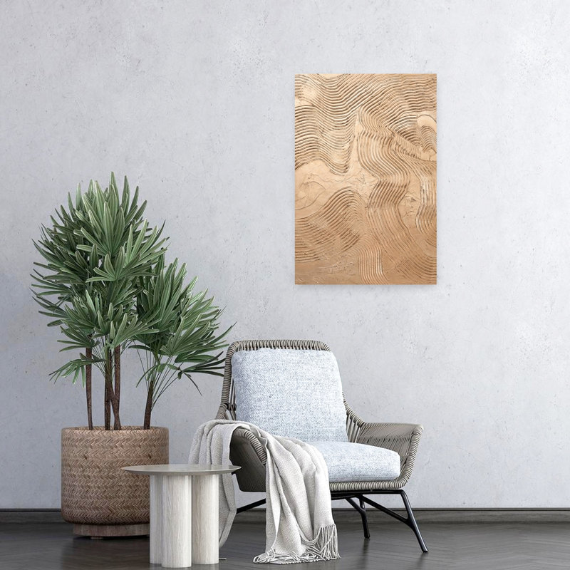 Métallique - cuivre, art abstrait minimaliste, H 24 po x l 16 po