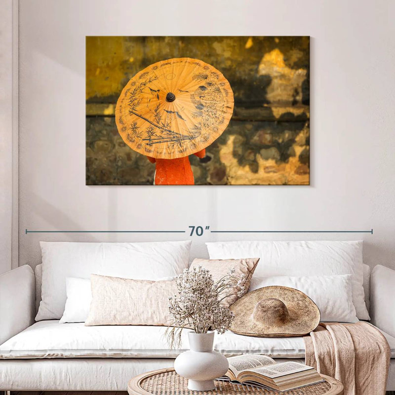 Kerner Vietnamese Orange Umbrella, 30" H x 45" W