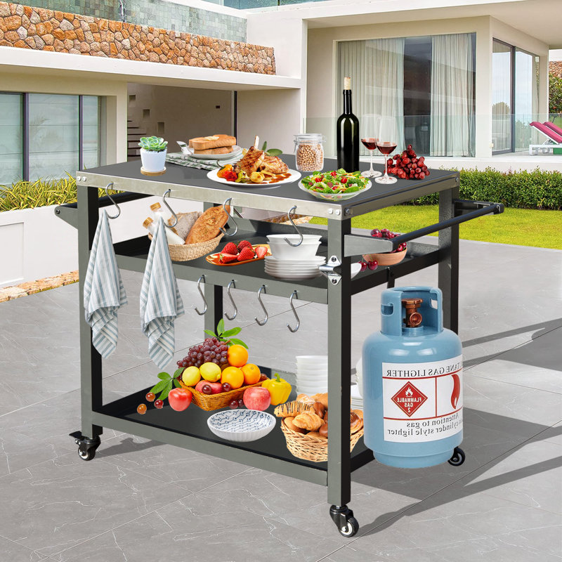 Arlmont & Co. Bhavya 21.65'' W x 33.27'' D Steel Grill Cart / Table