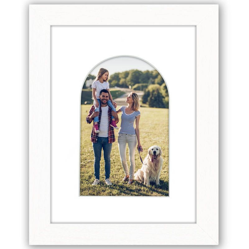 Cadre photo avec tapis en forme d'arche - Idéal pour toute pièce, salon, dortoir, White, 6" x 8"