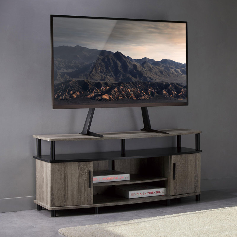 Black Heavy Duty Steel Tilting Tabletop TV Stand with Riser