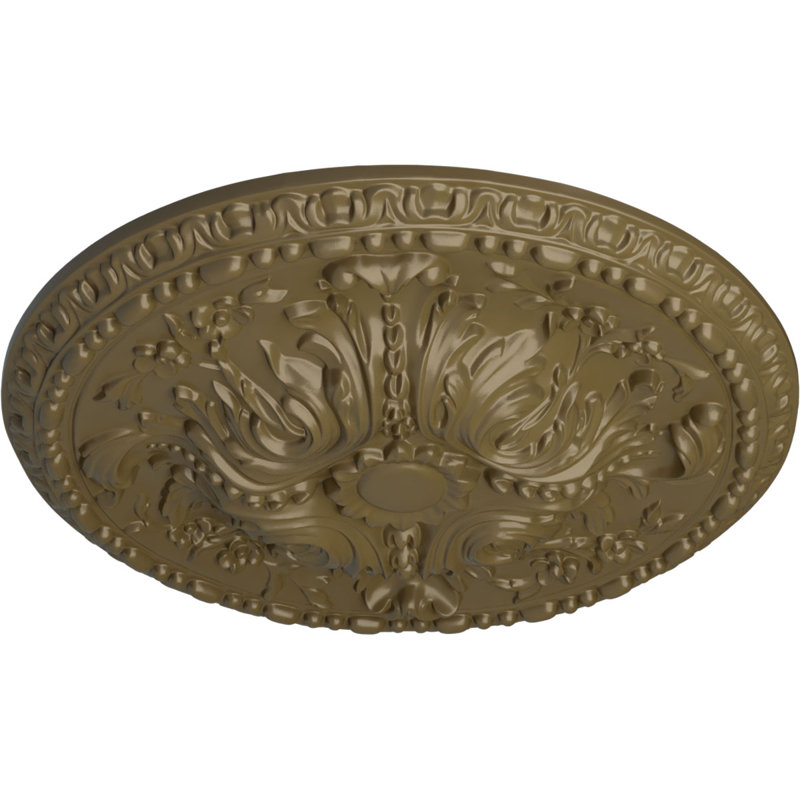 Endurathane Carlsbad Ceiling Medallion, 19 1/2"OD x 1 3/4"P, Hand-Painted Rich Gold Finish, Mississippi Mud