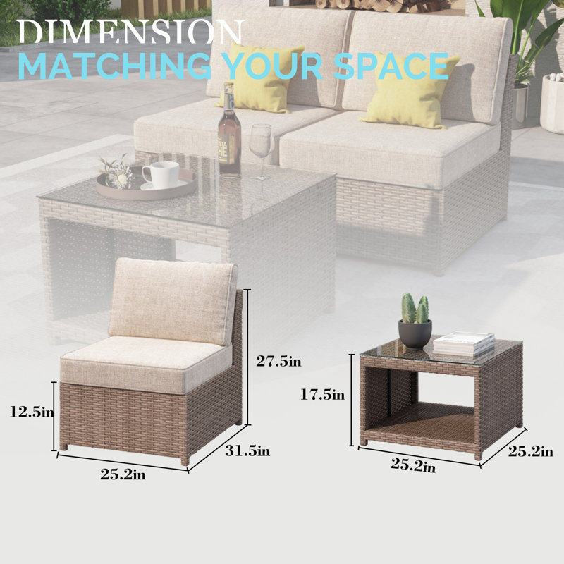 Ensemble de conversation pour 2 personnes avec coussins Amberson
