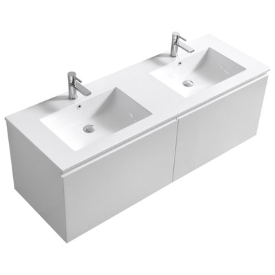 Balli 60" Wall-Mounted Double Bathroom Vanity Set