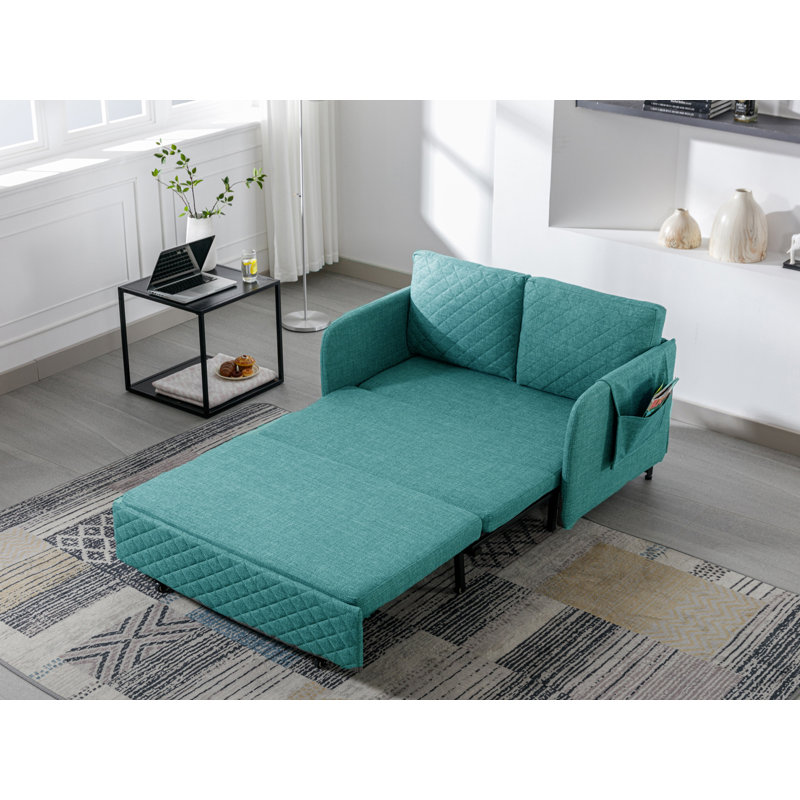 Tacettin 47.64'' Sleeper, Blue Fabric