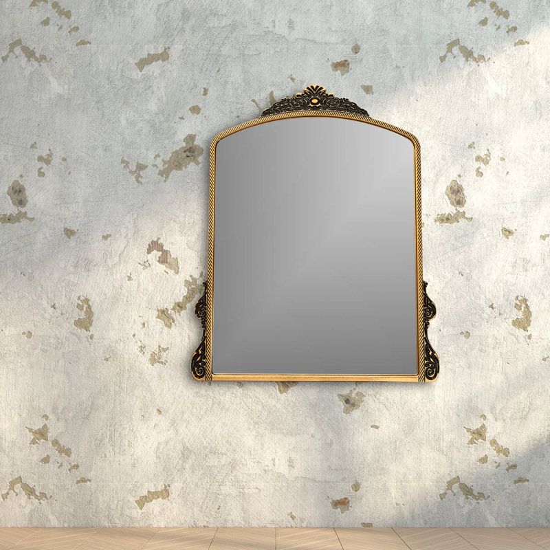 Deztiney Arched Wall Mirror, Gold, 41" x 35"