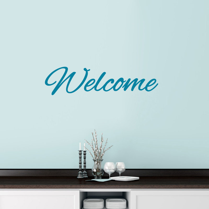 Adhésif décoratif "Welcome", Bleu sarcelle