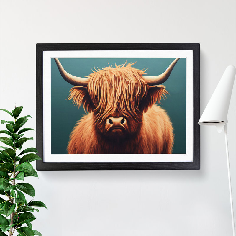 Highland Cow Portrait Vol.5 - Single Picture Frame Print, 46cm H x 64cm W x 2cm D, Black
