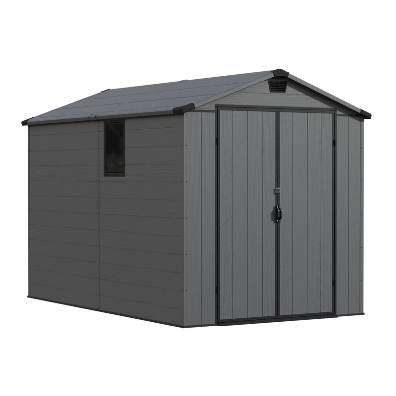 6 Ft. W X 10 Ft. D Resin Outdoor Storage Shed, Weather-resistant Outdoor Storage With Reinforced Design, Black