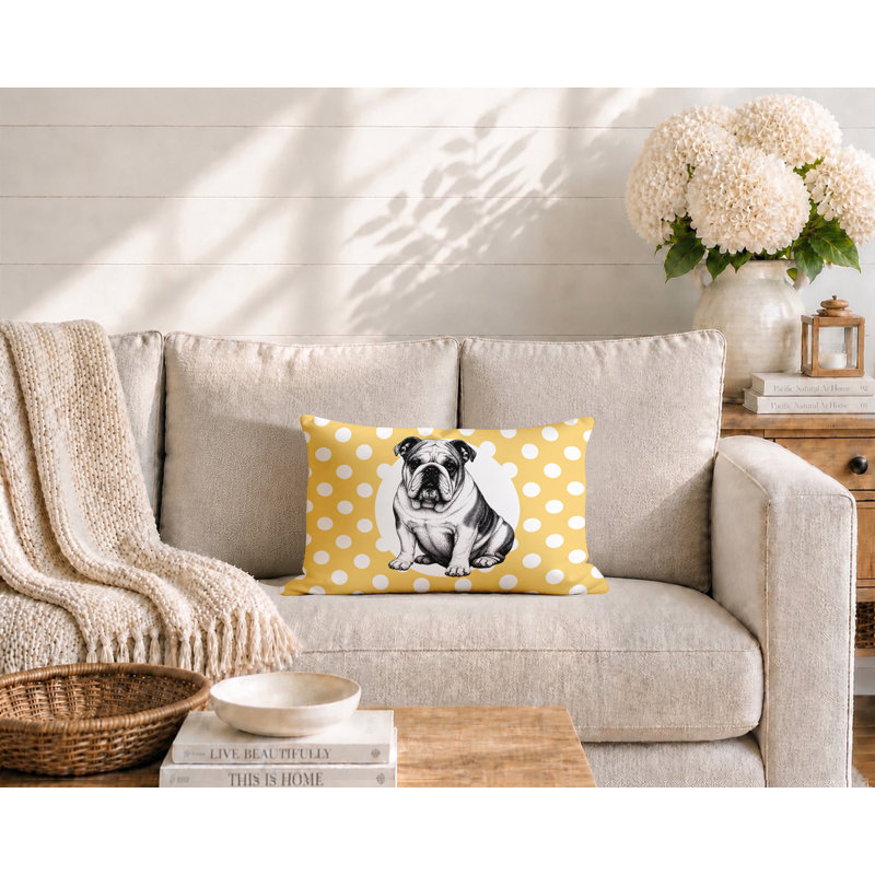 Oreiller réversible intérieur / extérieur Bulldog, 25 x 18, Jaune