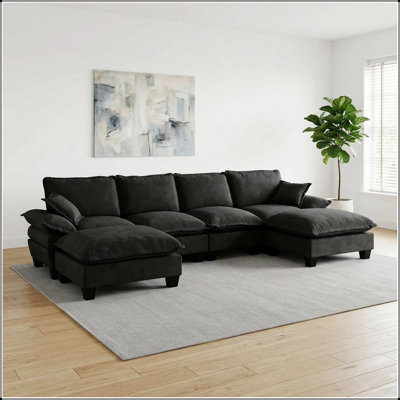 Canapé modulaire modulaire en chenille modulaire en U avec repose-pieds mobile et conception élégante inspirée d'un voilier