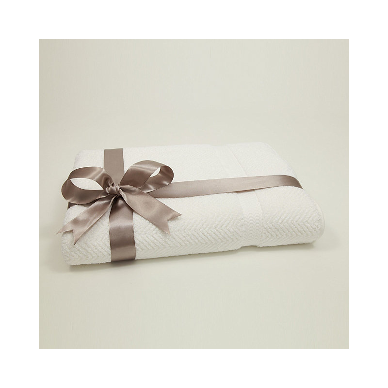 Drap de bain en coton Herringbone, Blanc