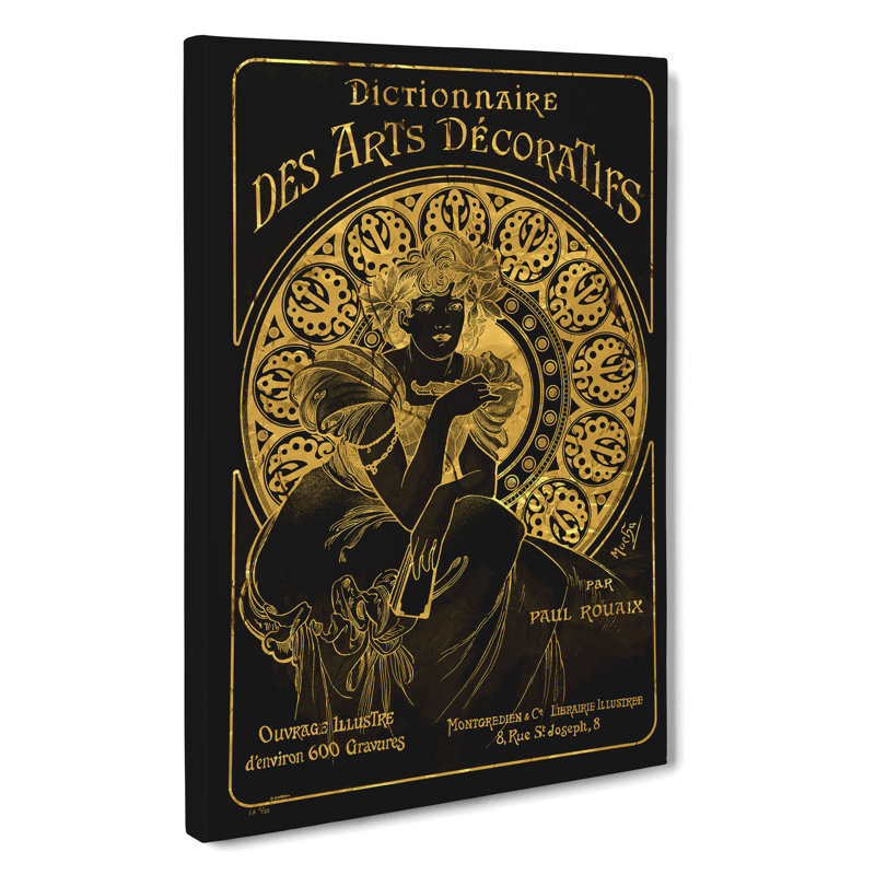 Decorative Gold by Alphonse Mucha - Wrapped Canvas, 50cm H x 35cm W x 3cm D