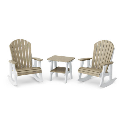 Heritage 3-Piece Adirondack Rocking Chair Set With Side Table