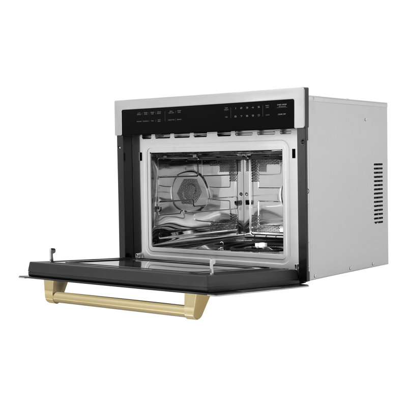 ZLINE Autograph Edition 24 in. 1.6 cu ft. Built-in Convection Microwave Oven in Stainless Steel, Champagne Bronze