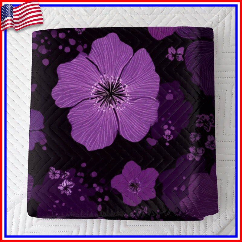 Couvre-lit matelassé à motif floral mauve toutes tailles, Lit simple
