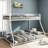 Metal-Constructed Classic Twin Over Full Bunk Bed Platform, Interchangeable Stable Ladder, No Box Spring Required, White Finish