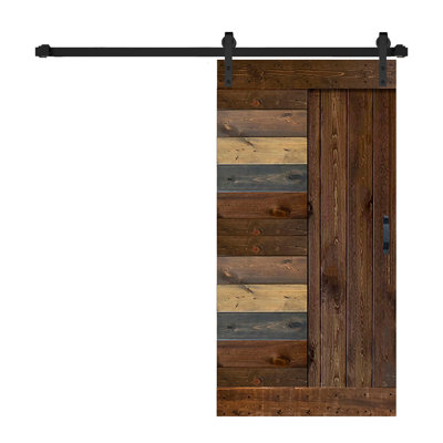 L Series Paneled Solid Wood Sliding Barn Door with Installation Hardware Kit -Assembly Needed