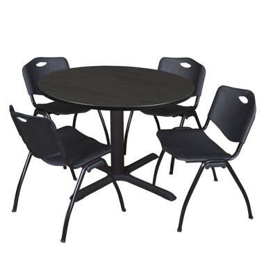 Regency Cain Square Breakroom Table with 4 Stackable Restaurant Chairs 