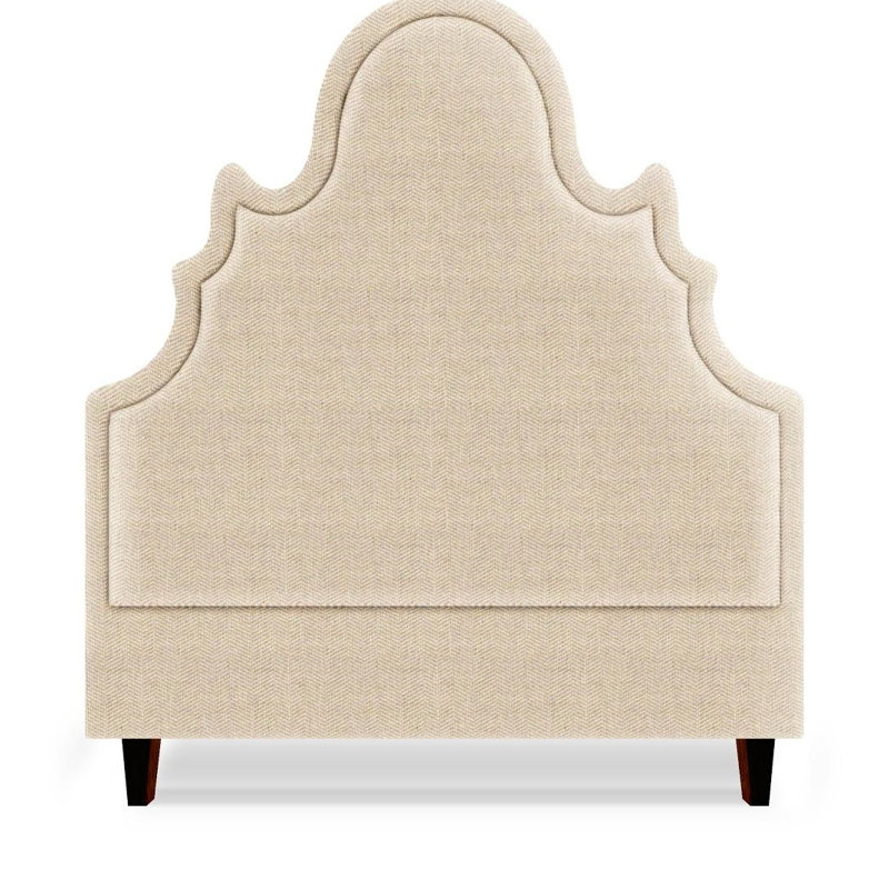 Tête de lit tapissier Amalie, Grand, Lingot d'or Highlander, Acajou brun