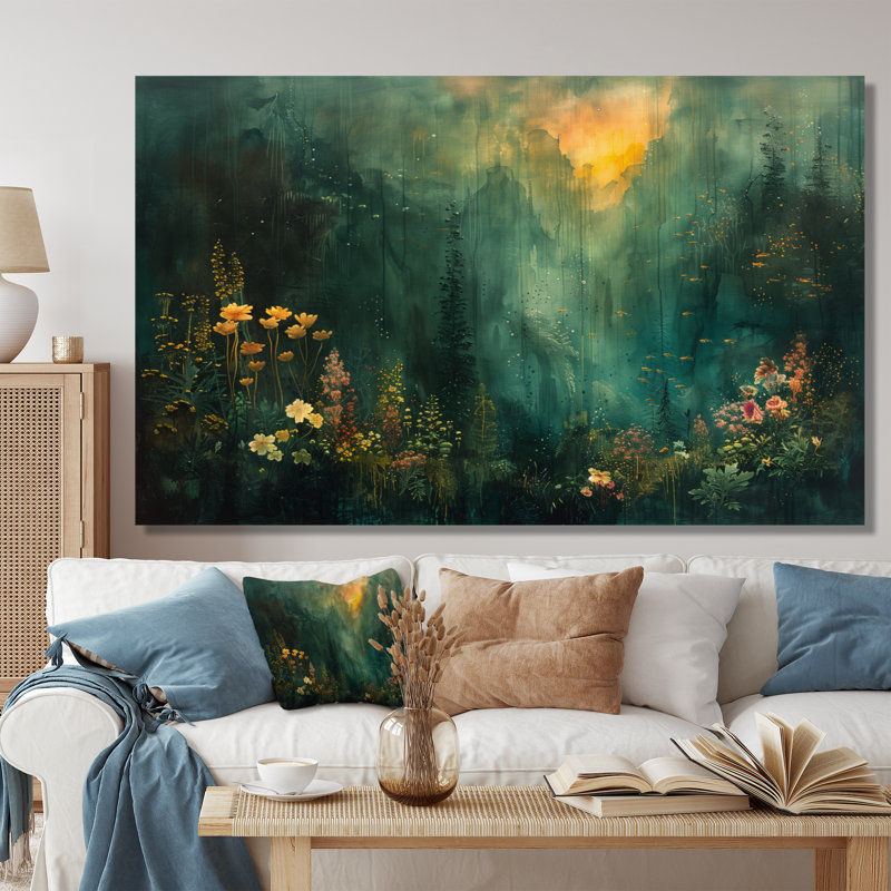 Forêt verte «Enchantment Forest», impressions encadrées, H 40 po x l 60 po x P 1,5 po, Toile tendue, Sans cadre