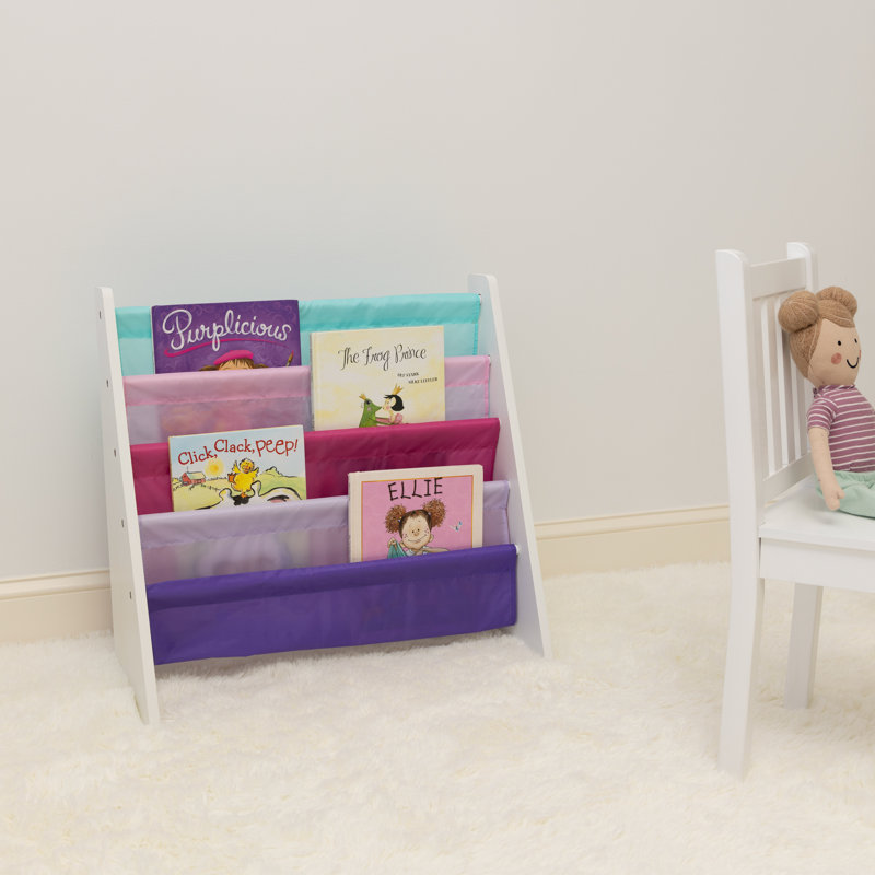 Présentoir de livres pour enfants Hoeft, Blanc / bleu sarcelle / rose / mauve